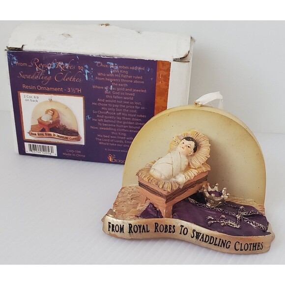 Dicksons Baby Jesus Manger Nativity Christmas Ornament VTG 2 Cor 8:9 Religious - Picture 2 of 8